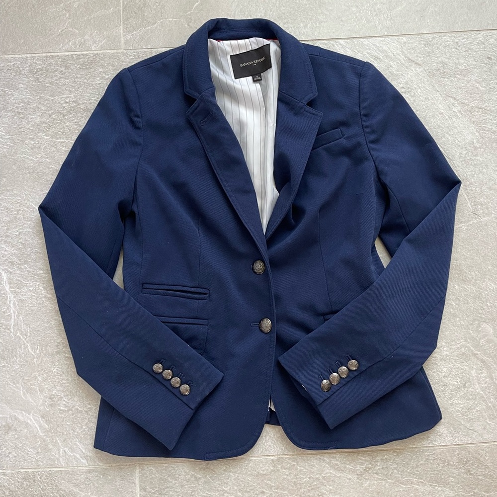 BANANA REPUBLIC Women’s Navy Blue & White Blazer Jacket size 4